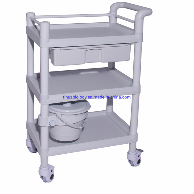 RH-101F Hospital Multifunctional ABS 3 Shelf and 1 Drawer Cart