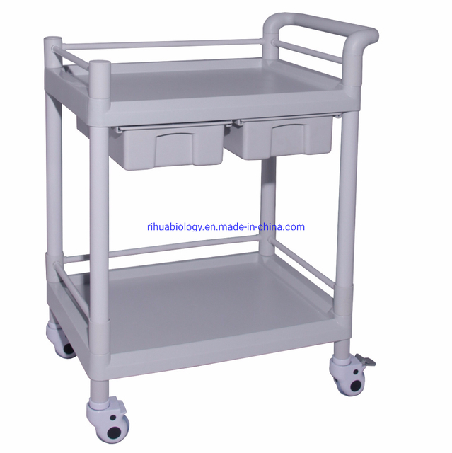 RH-201 Hospital Furniture Multi Purpose Two Drawer ABS Supply Cart 