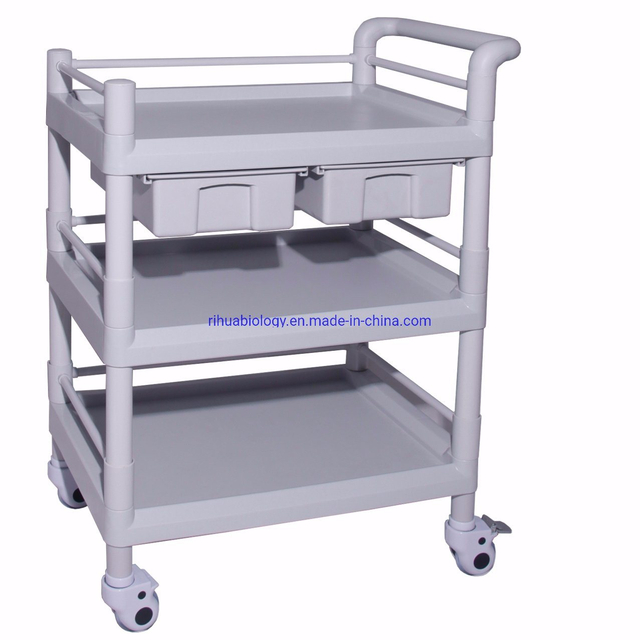RH-201J Hospital Multiple Stuff Shelf Clinic Supply Cart with 2 Drawer