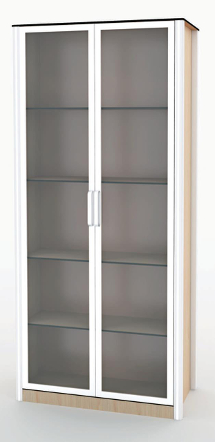 5-Layer-Shelf Supply Closet Cupboard with Glass Window: Medical Equipment Furniture Supply