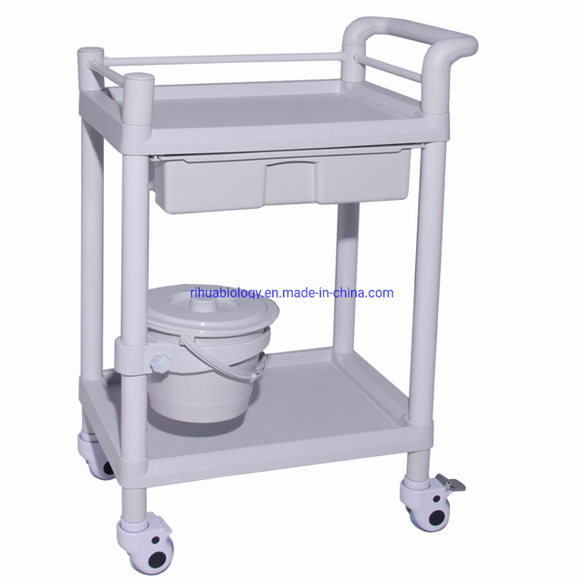 RH-101E Hospital Pure White Cart Series Furniture 2 Drawer Medical Supply Clinical Cart
