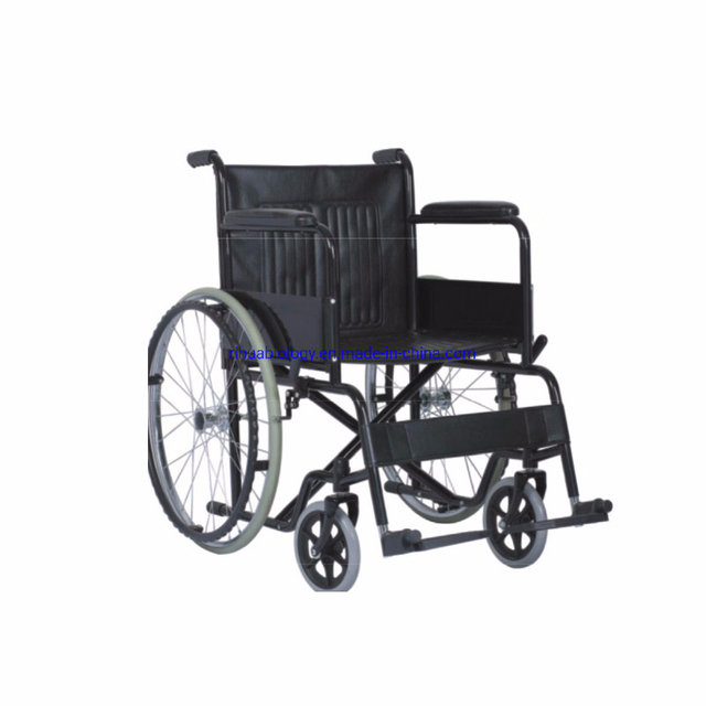 RH-Q103 Chrome Coated Steel Foldable Wheelchair with Footplate for Elderly - Rehabilitation Supply