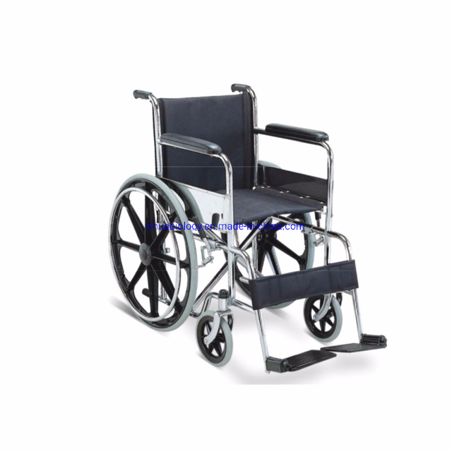 RH-Q105 Hospital Adults Steel Frame Foldable Wheelchair with PU Wheels