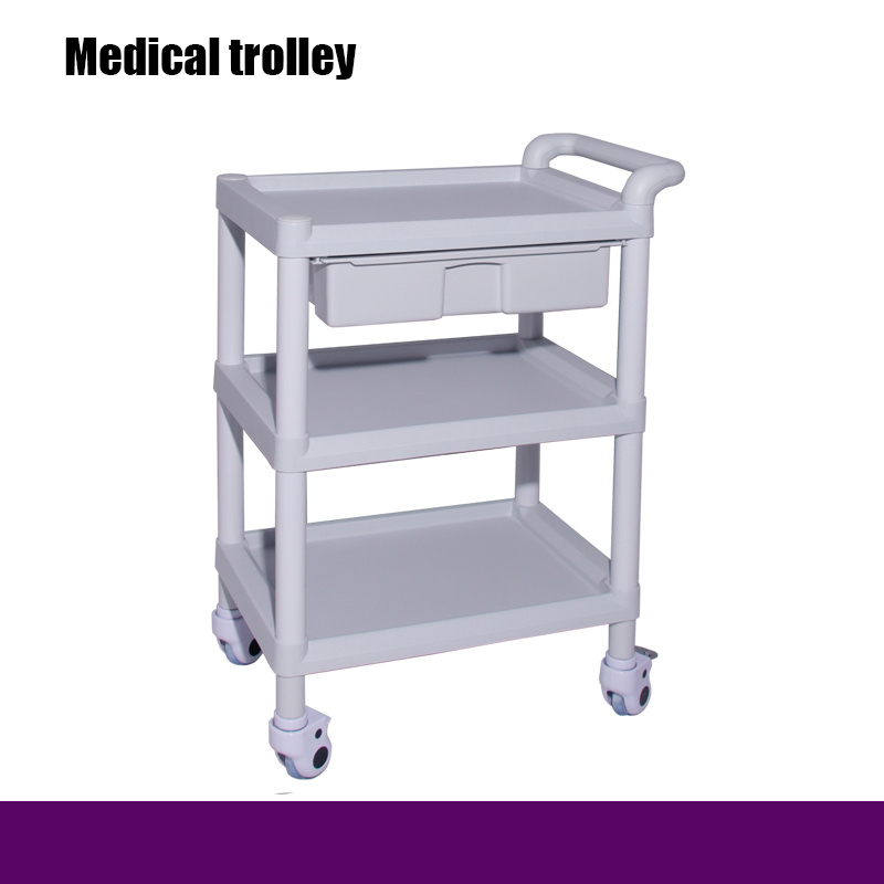 Hospital ABS Multifunctional 3 Shelves Trolley