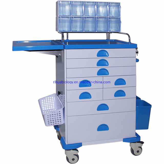 RH-C159 Hospital 10 Anesthesia Box and Multiple Supply Drawer Medical Anesthesia Cart