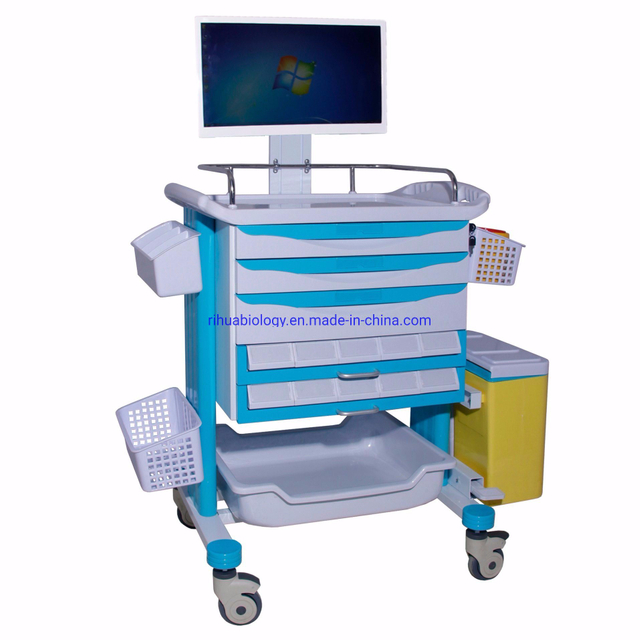 RH-C225 Hospital Patient Ward Nursing Furniture Computer Cart with Medicine Supply Drawer