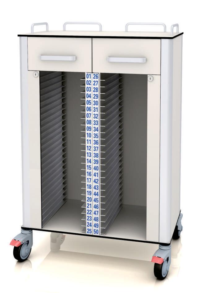 Double Row 50 Slots Patient Profile Record Cart Hospital Impatient Furniture