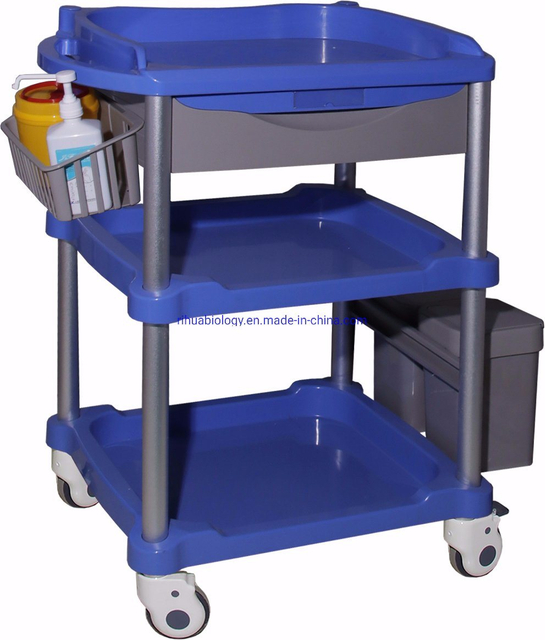 RH-C531 Hospital Medical Furniture 2 Shelf Treatment Cart with Multiple Accessory