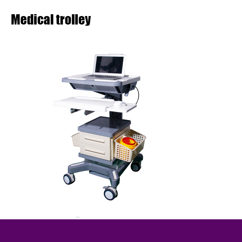 Computer Trolley Medicine Cart Laptop Workstation Cart Hospital Trolley