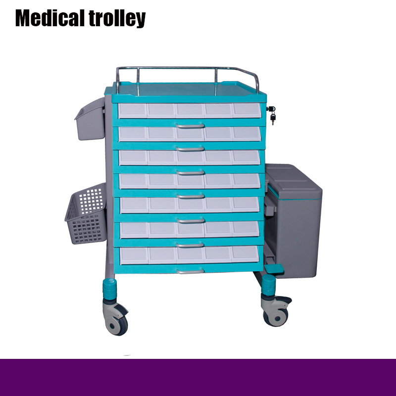 Medical Emergency Trolley with Drawers/Movable Hospital Trolley/Hospital Emergency Stretcher Trolley