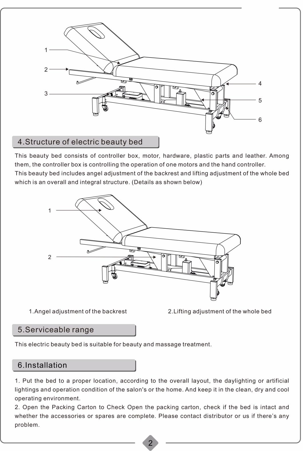 Rh-2212 Best Selling Electric Lift Beauty Bed for Beauty Salon