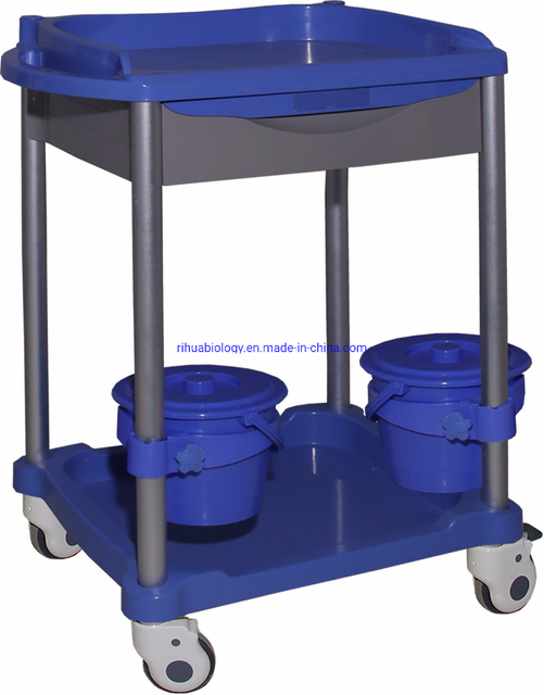 RH-C527 Hospital Ward Nursing Furniture Simple Treatment Cart with Double Vomit Bucket