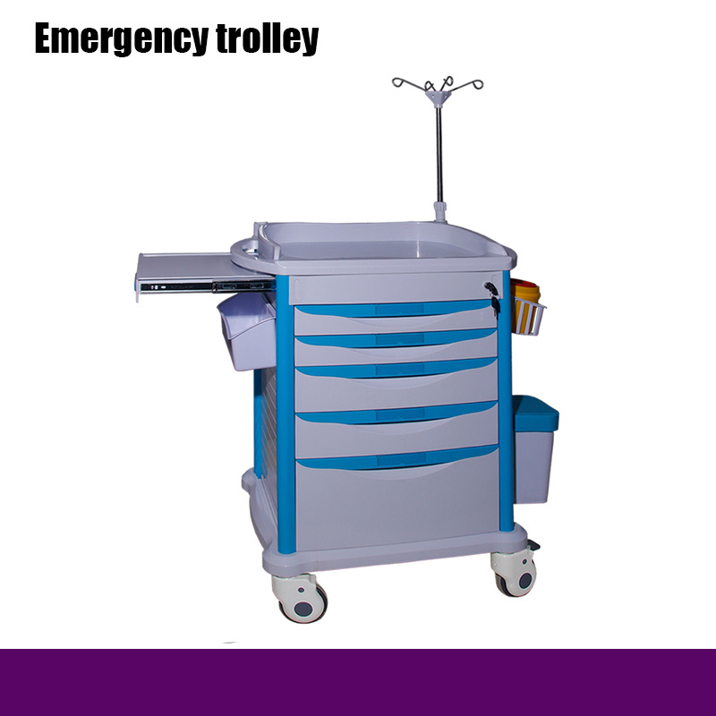 Hospital Nursing Medical ABS Emergency Trolley with Disposable Lock