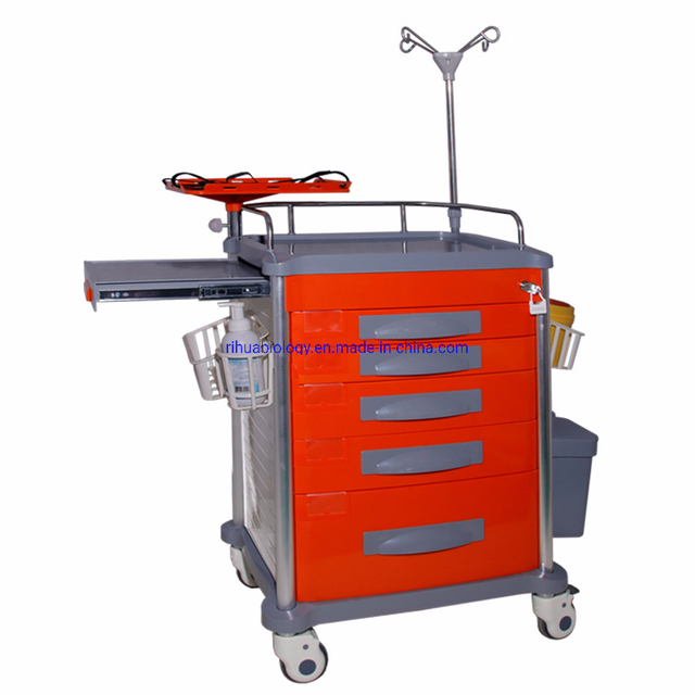 RH-C127 Mobile ABS Hospital Defibrillator Tray Emergency Crash Cart