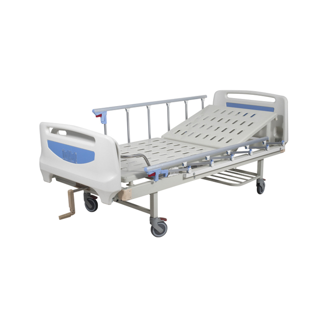 Rh-BS116 One Crank Single Manual Posture Adjustment Hospital Bed Impatient Nursing Care Medical Furniture with 6-Bar Foldable Aluminum Railings