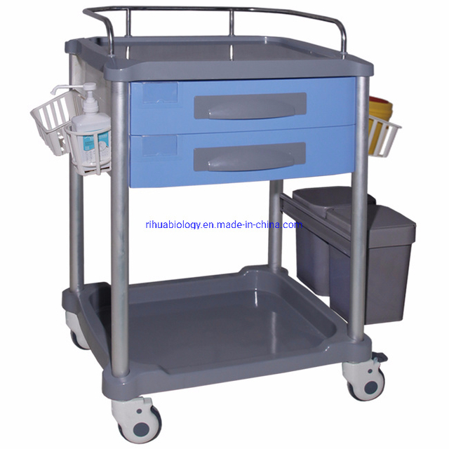 RH-C163 Refined Hospital Medical Furniture Aluminum 2 Drawer Medication Cart