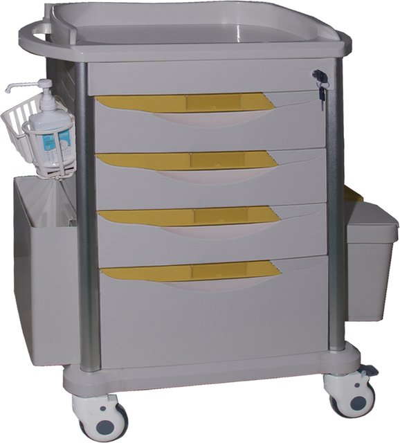 RH-C504 Hospital Clinic Used 4 Drawer ABS Medicine Delivery Cart with Key Lock