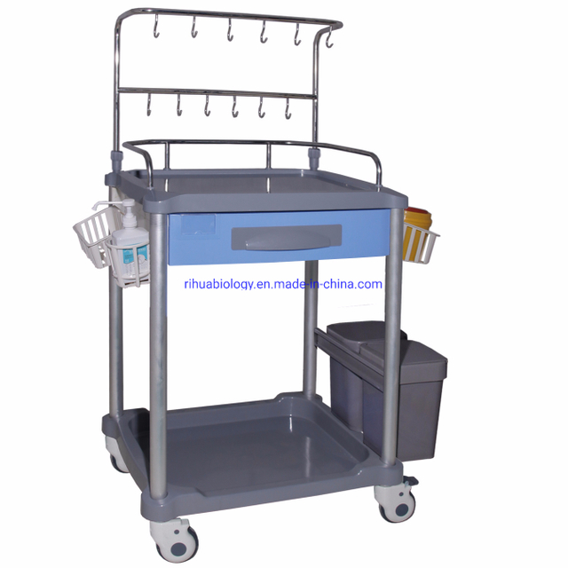 RH-C167 Hospital ABS Medical 12 Infusion Hooks Treatment Cart