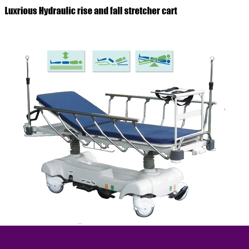 Hospital Equipment Adjustable Luxurious Rise and Fall Hydraulic Stretcher Cart